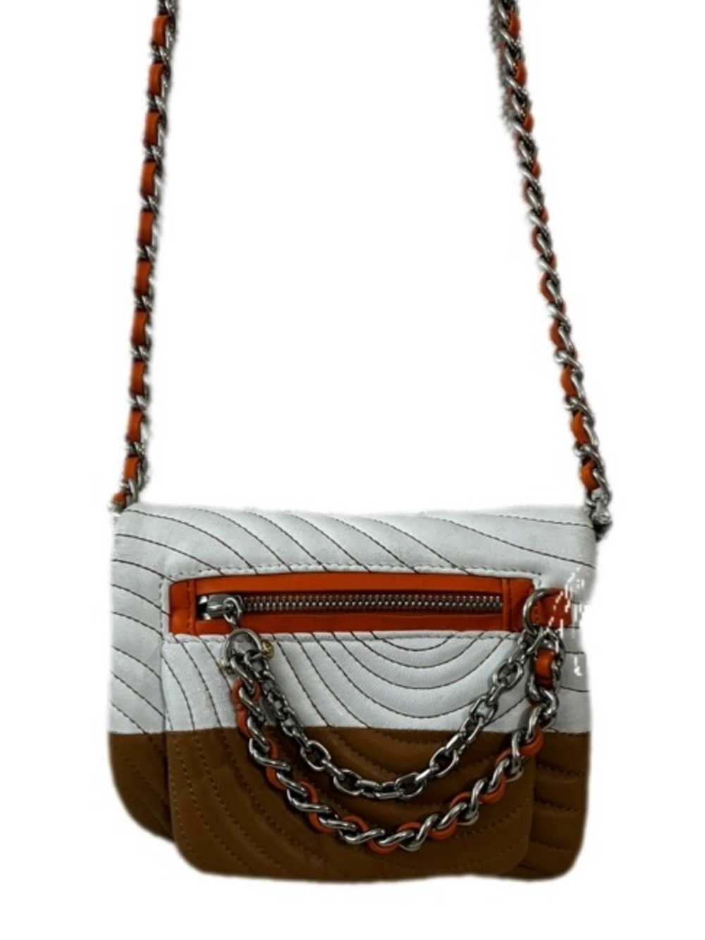 Henri Bendel Rare 3 Color (Color Block) Leather leather & chain Crossbody Bag - Picture 12 of 15